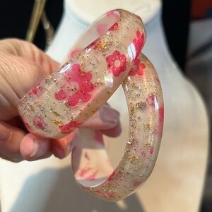 #24 Fun Lot Of Two Pink Plastic Bracelet